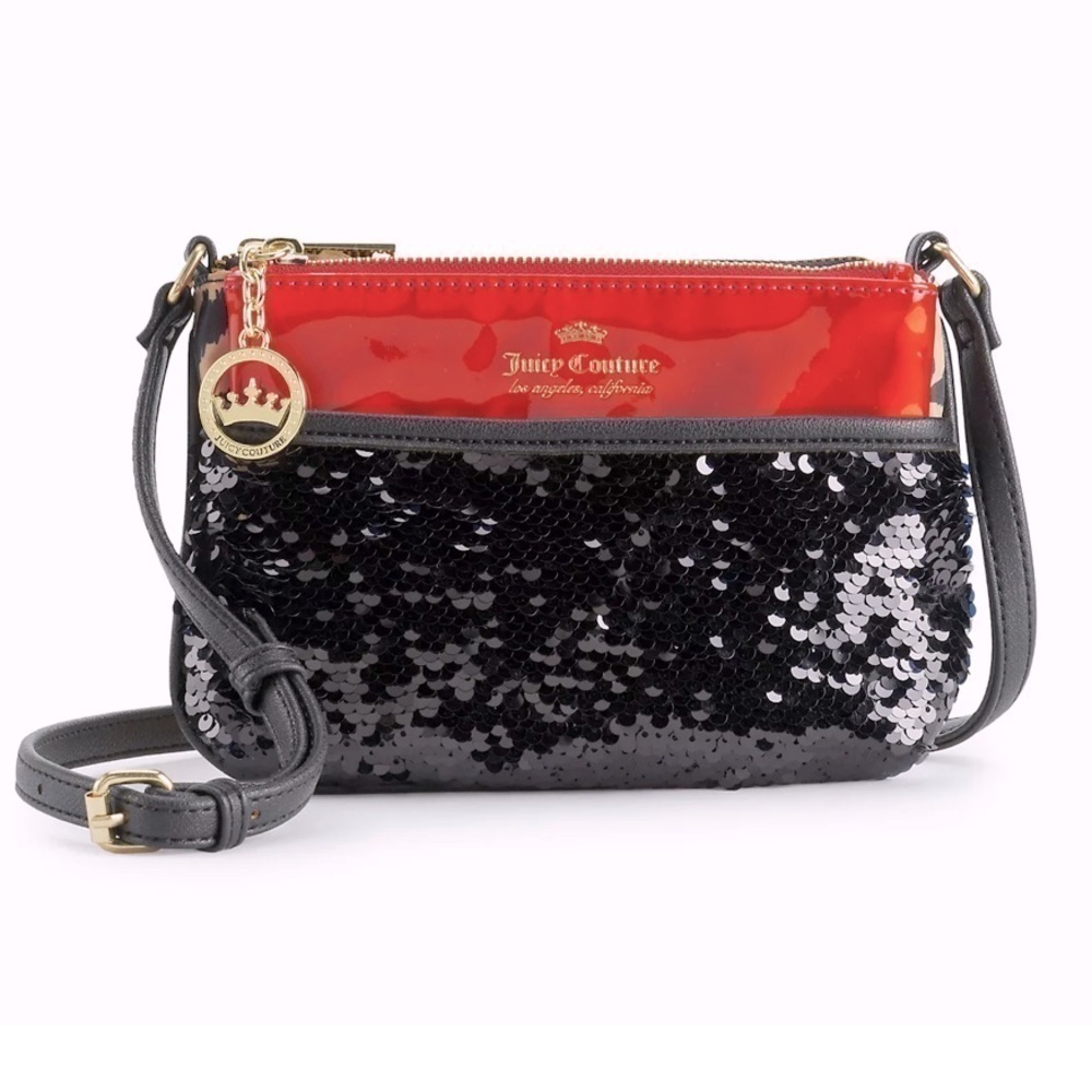 Juicy Couture Clashing hearts mini crossbody Red, Sequins and Cheetah